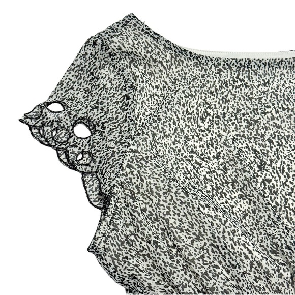 Bar III Black & White Speckled Print Dress w/ Geometric Cutouts – Size Large - Picture 5 of 7